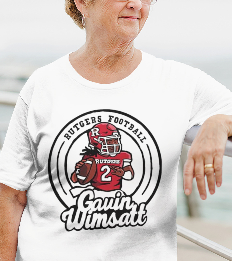 Rutgers Football Gavin Wimsatt Number 2 Player Cartoon T-Shirt