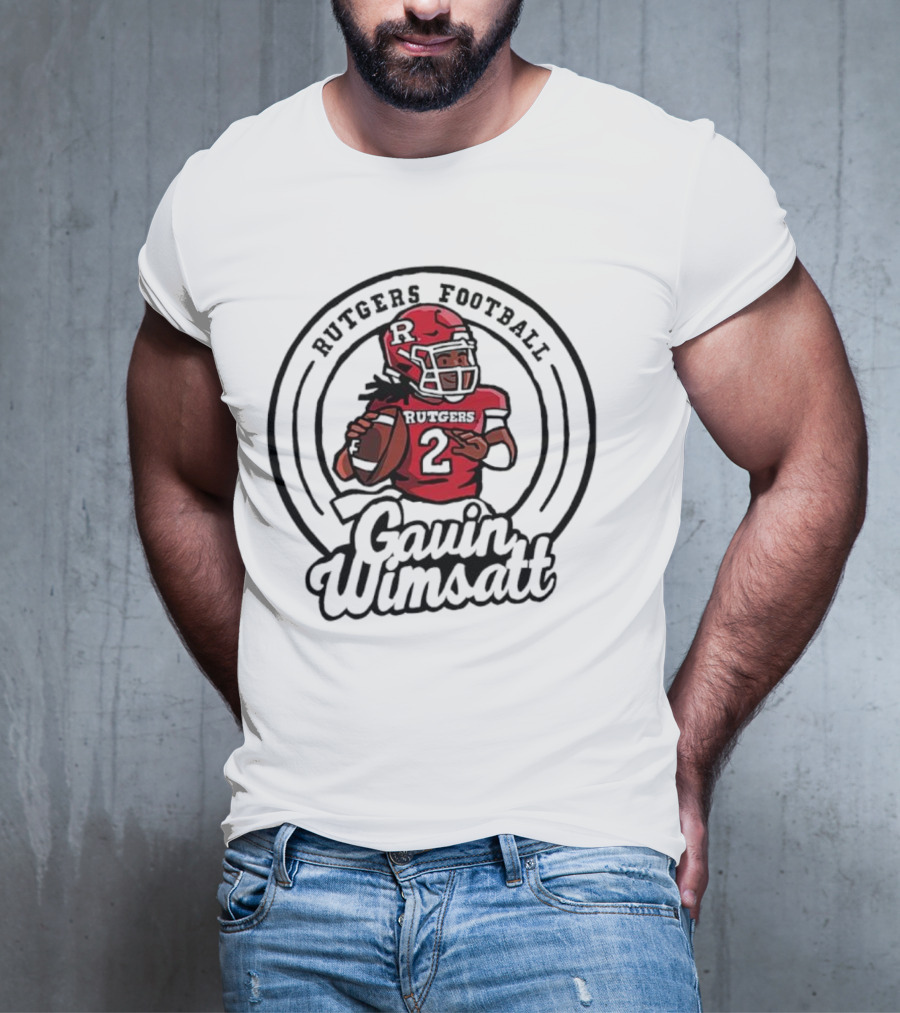 Rutgers Football Gavin Wimsatt Number 2 Player Cartoon T-Shirt