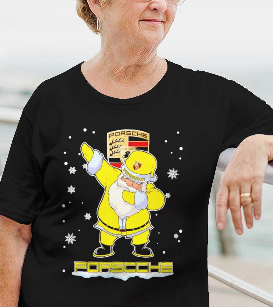 Porsche Santa Claus Dabbing Christmas Snowflakes T-Shirt