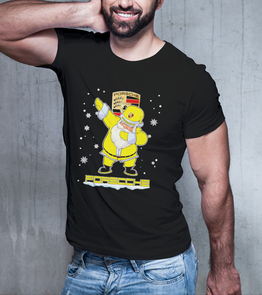 Porsche Santa Claus Dabbing Christmas Snowflakes T-Shirt