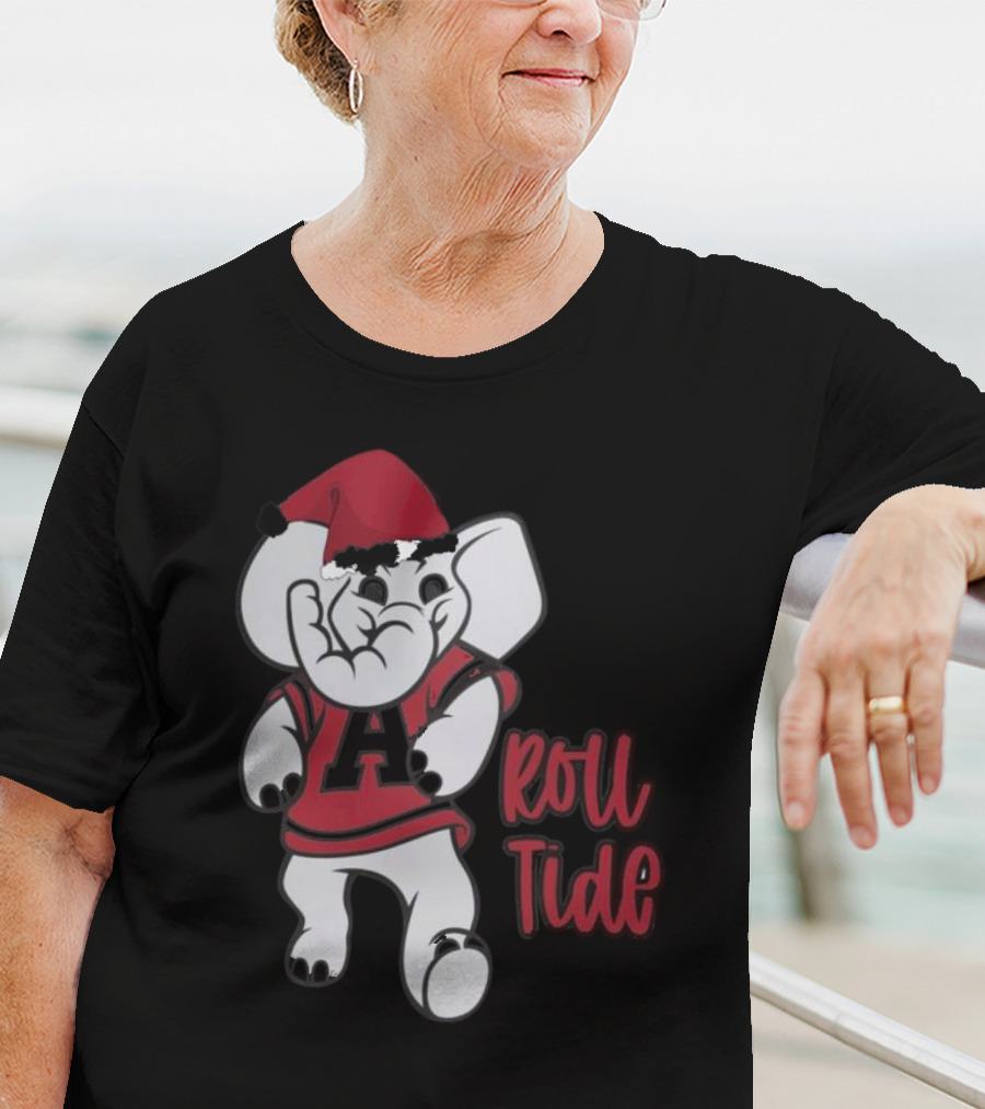 Alabama Crimson Tide Roll Tide Christmas Elephant Santa Hat T-Shirt
