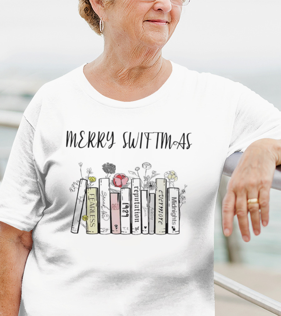 Merry Swiftmas Fearless Red Reputation Evermore Midnights Books Christmas T-Shirt