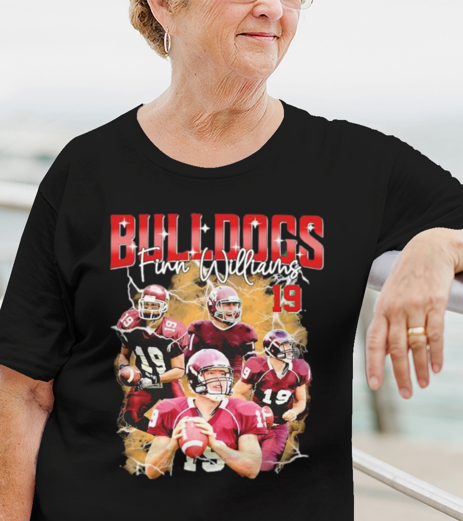 BULLDOGS Finn Williams 19 Football Quarterback Action T-Shirt