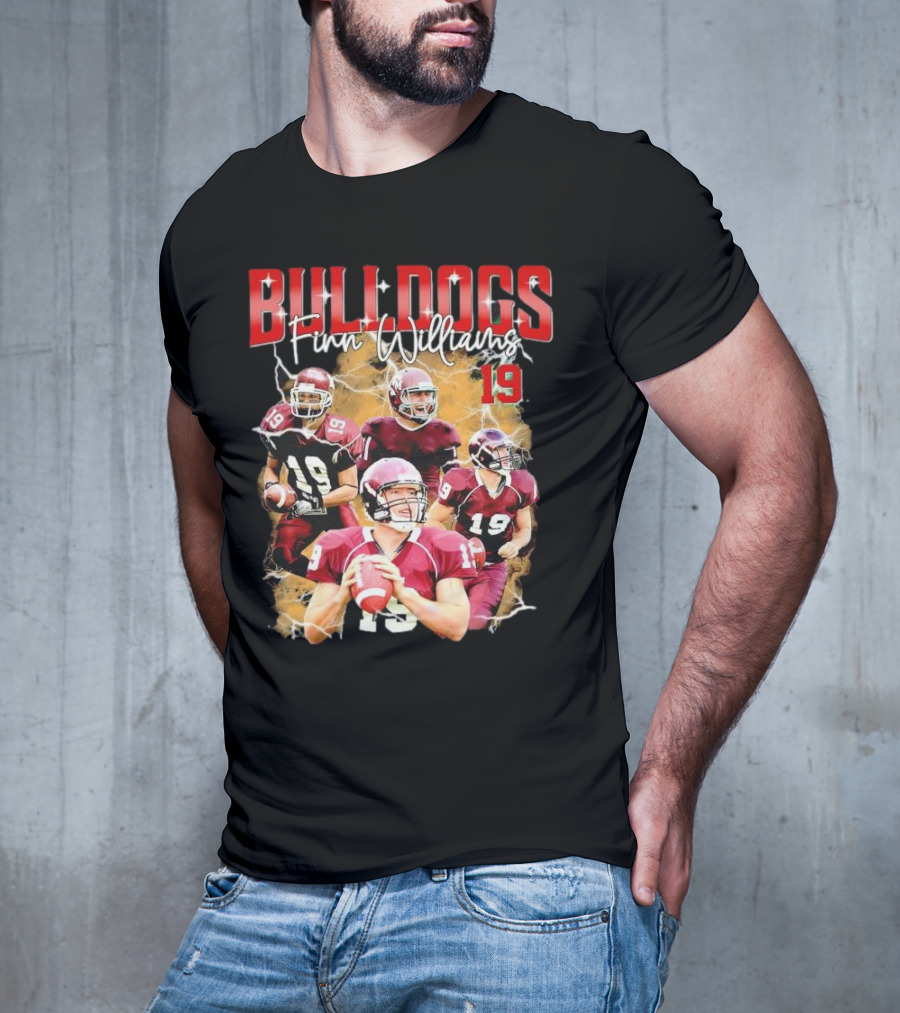 BULLDOGS Finn Williams 19 Football Quarterback Action T-Shirt
