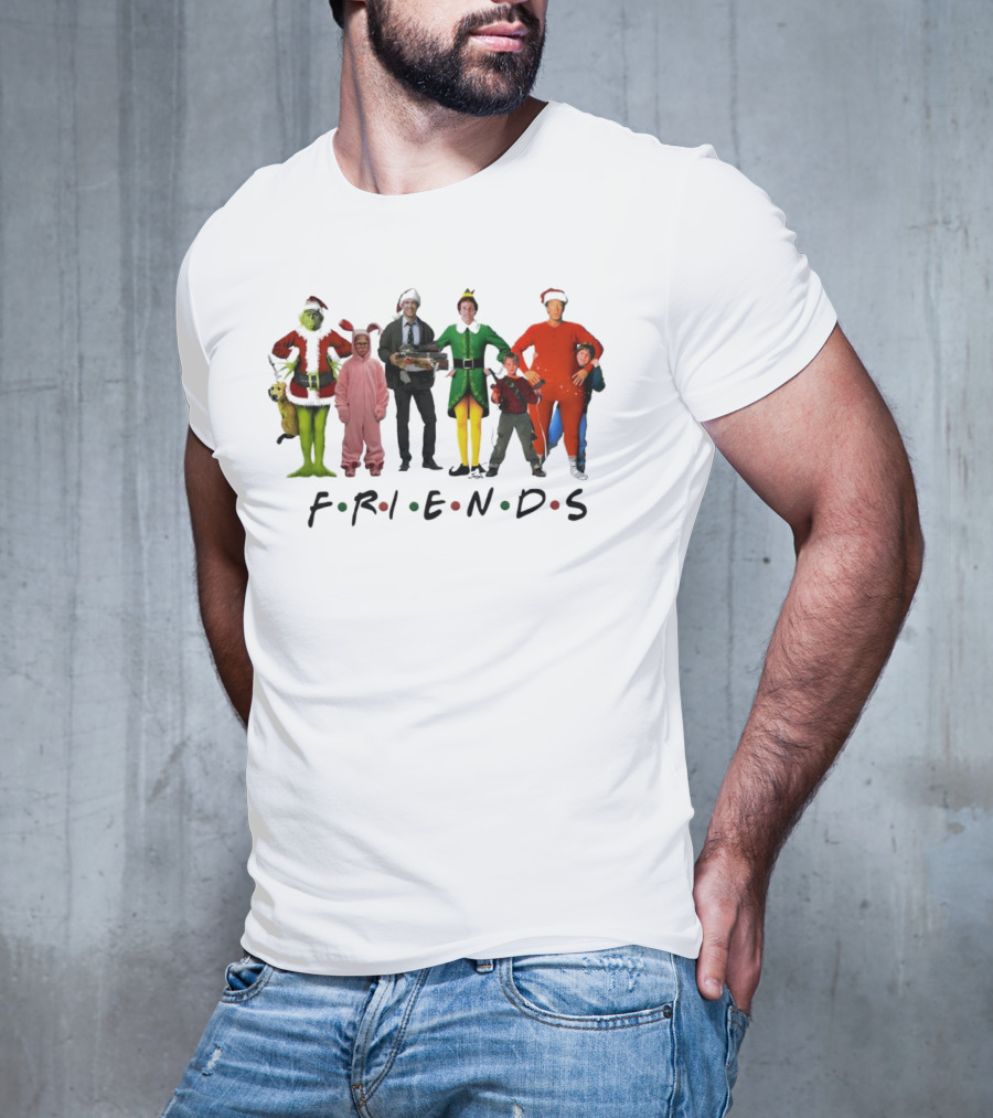 Friends Christmas Movie Character Costumes Grinch Elf Pink Bunny T-Shirt