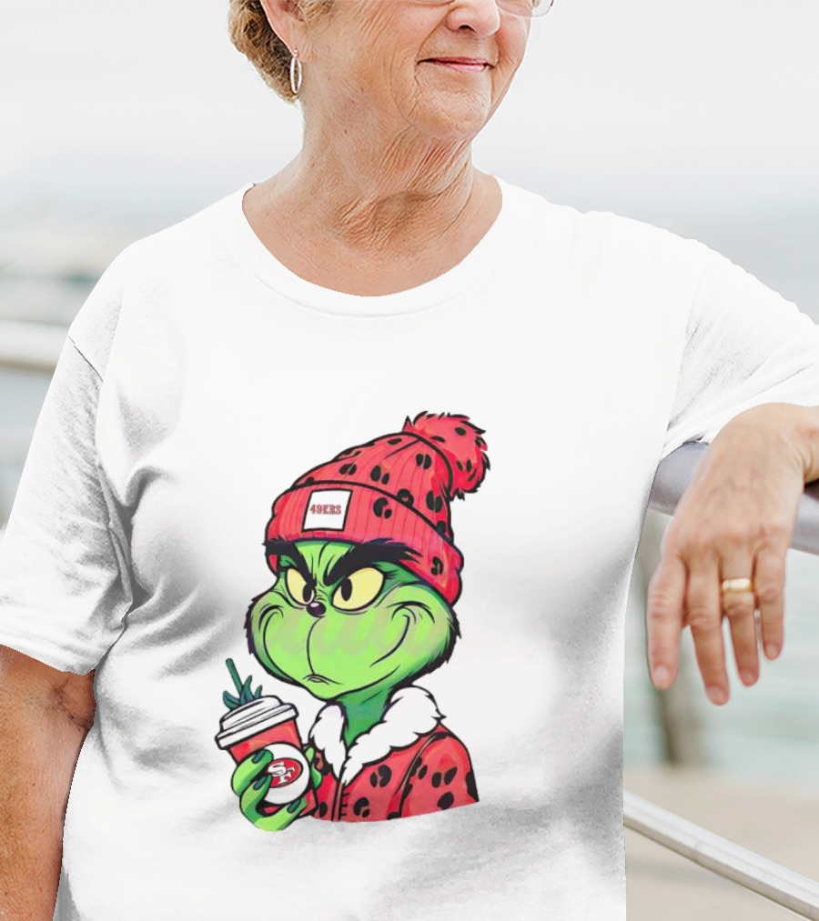 Grinch Boujee San Francisco 49ers Coffee Winter Look T-Shirt