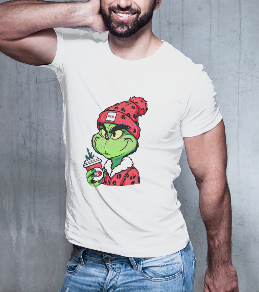 Grinch Boujee San Francisco 49ers Coffee Winter Look T-Shirt
