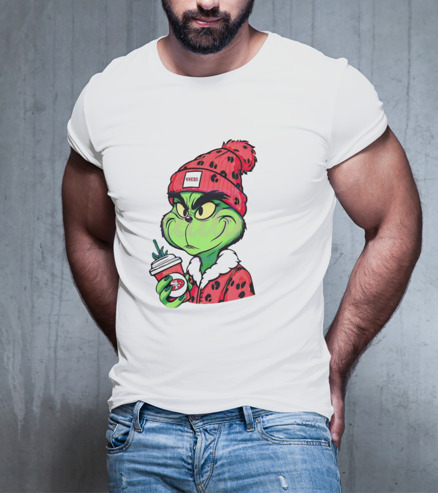 Grinch Boujee San Francisco 49ers Coffee Winter Look T-Shirt