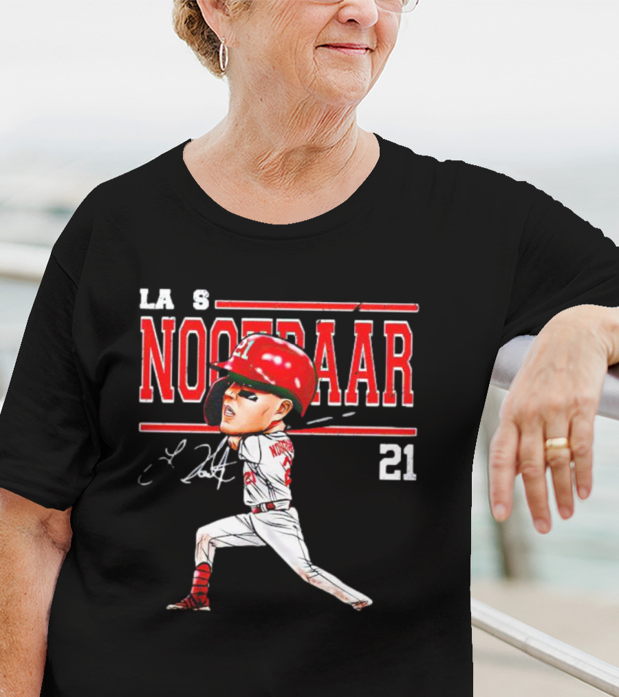 Lars Nootbaar St. Louis Baseball Cartoon Signature 21 T-Shirt