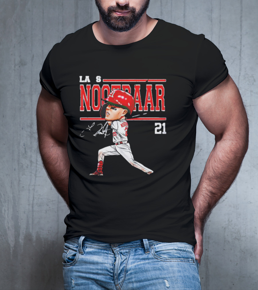 Lars Nootbaar St. Louis Baseball Cartoon Signature 21 T-Shirt