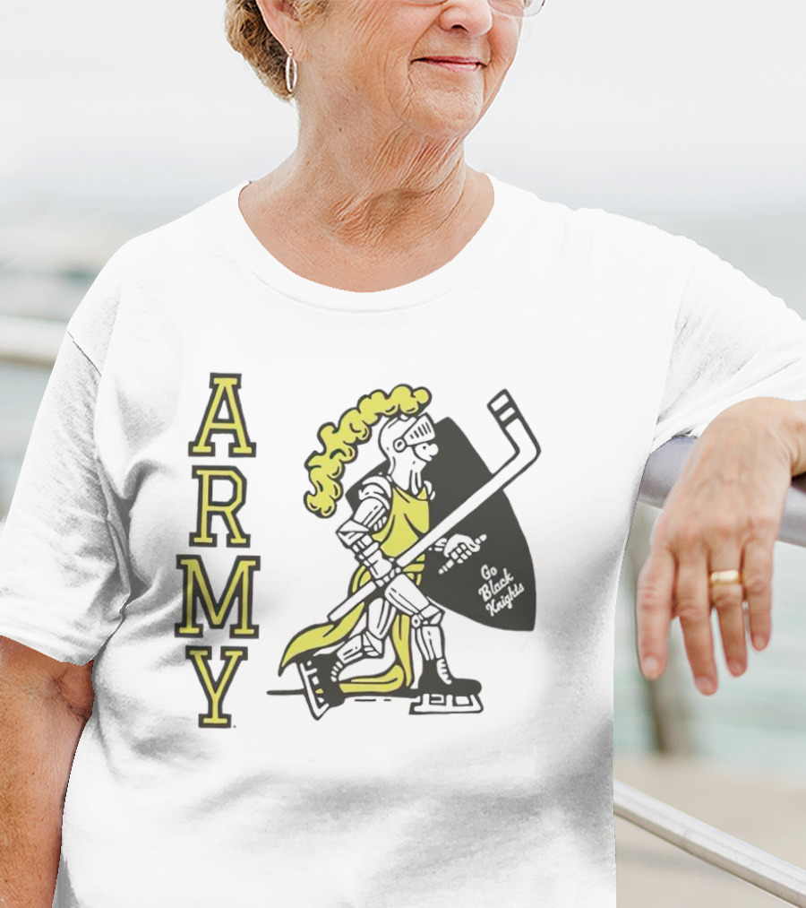 Army Hockey Go Black Knights Warrior Holding Hockey Stick T-Shirt