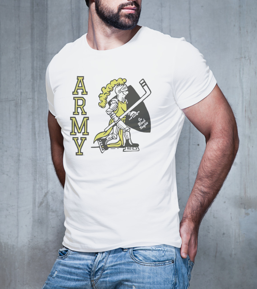 Army Hockey Go Black Knights Warrior Holding Hockey Stick T-Shirt
