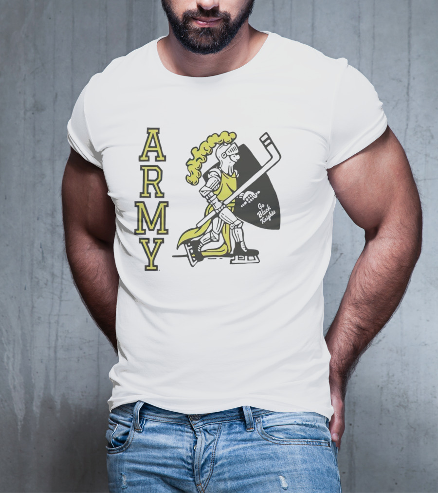Army Hockey Go Black Knights Warrior Holding Hockey Stick T-Shirt