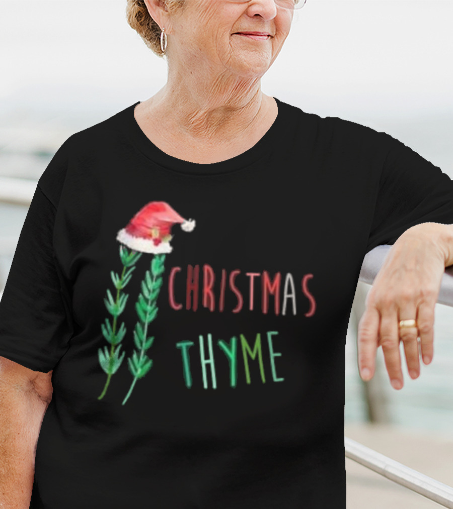 Christmas Thyme Santa Hat Herb Fun T-Shirt