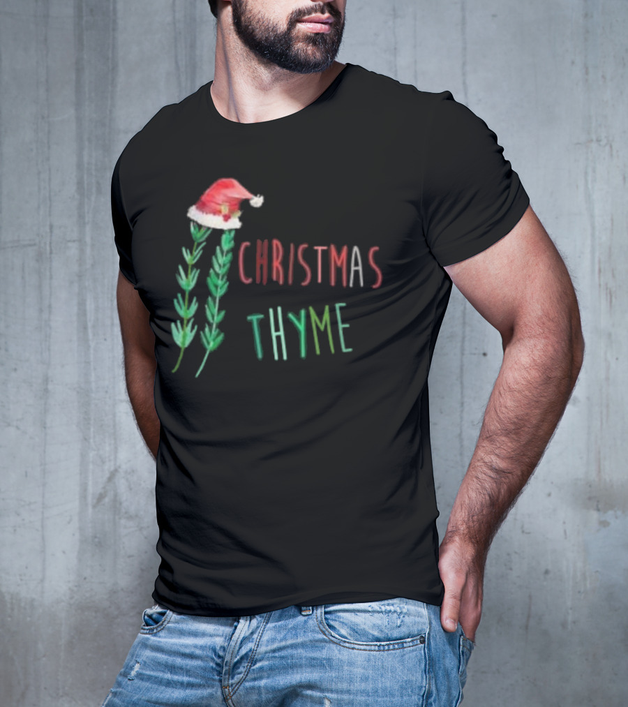 Christmas Thyme Santa Hat Herb Fun T-Shirt