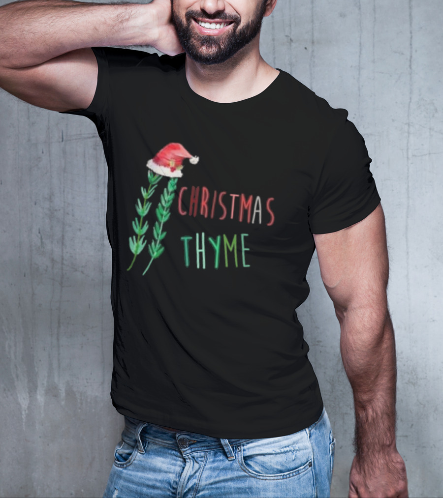 Christmas Thyme Santa Hat Herb Fun T-Shirt