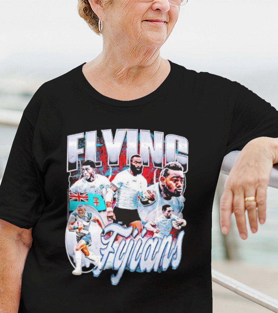 Flying Fijians Rugby Team Dynamic Tribute With Fiji Flag T-Shirt