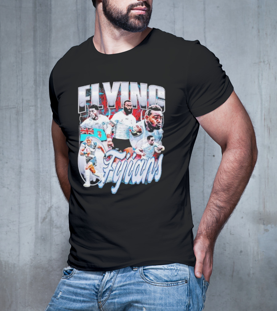 Flying Fijians Rugby Team Dynamic Tribute With Fiji Flag T-Shirt