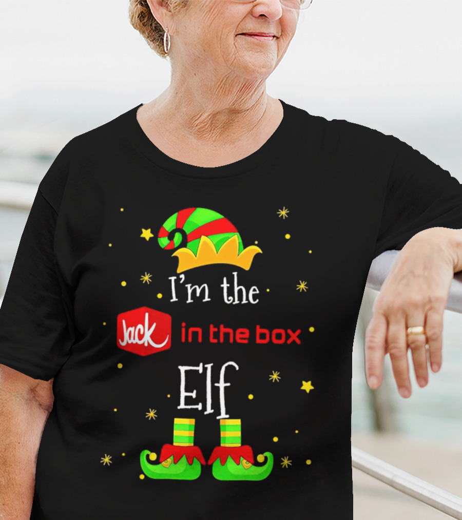 I’m The Jack In The Box Elf Christmas Green Red Hat Shoes Stars T-Shirt