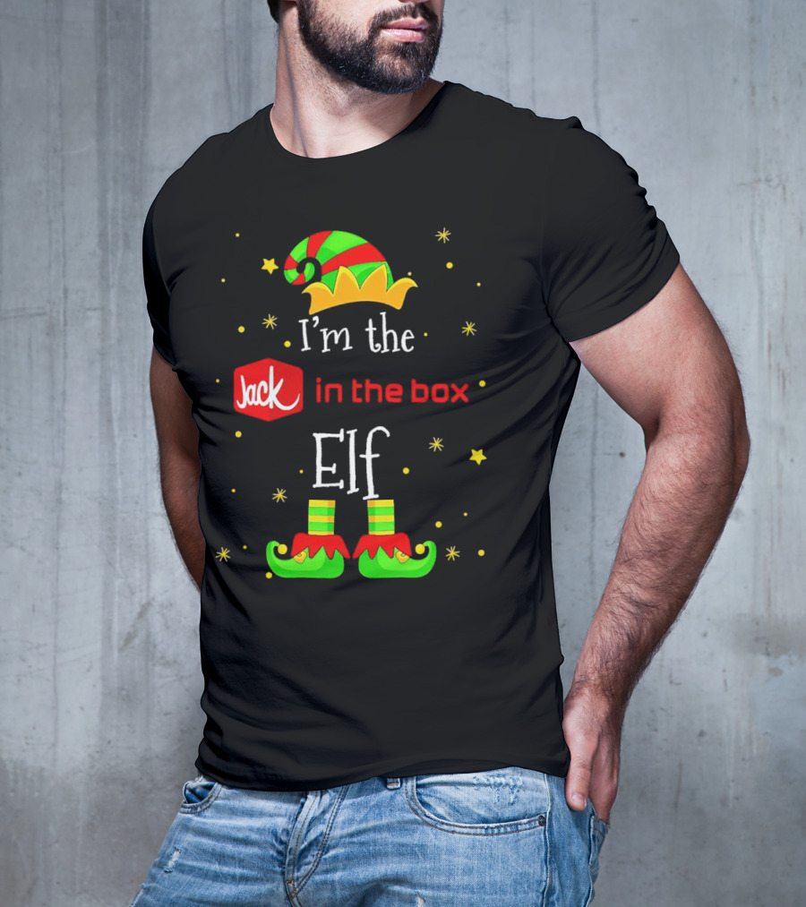 I’m The Jack In The Box Elf Christmas Green Red Hat Shoes Stars T-Shirt