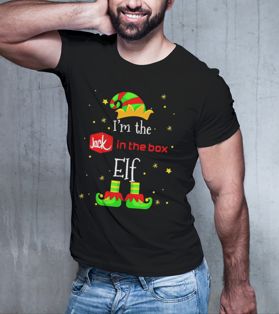 I’m The Jack In The Box Elf Christmas Green Red Hat Shoes Stars T-Shirt