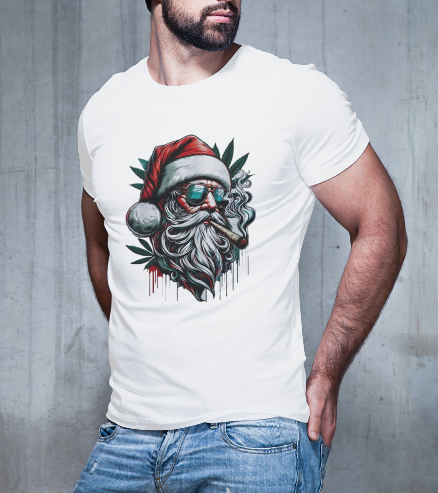 Santa Claus Smoking Weed Marijuana Christmas Holiday T-Shirt