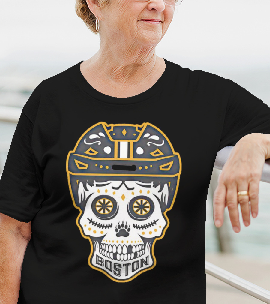Boston Bruins Sugar Skull Helmet T-Shirt