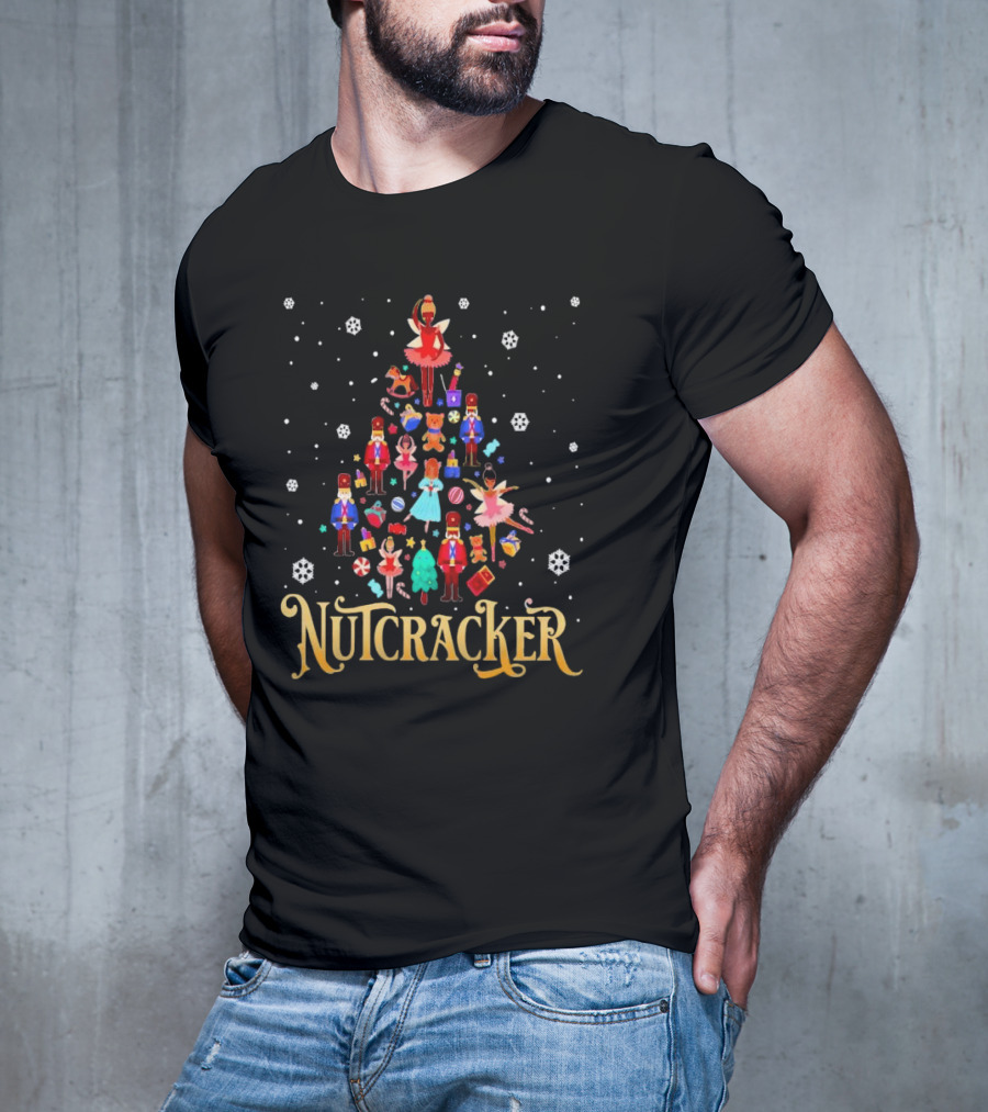Nutcracker Characters Christmas Tree Ballet Holiday Scene T-Shirt