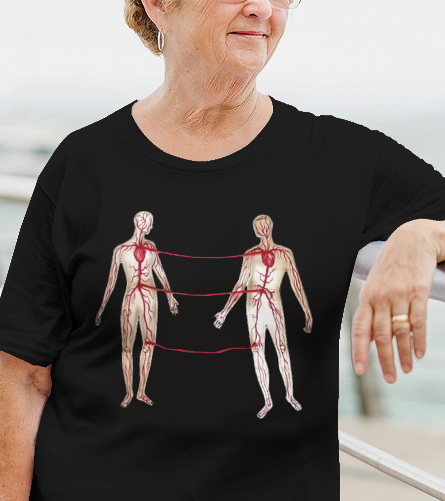 Vascular Diagram Heart Connection Between Two People T-Shirt