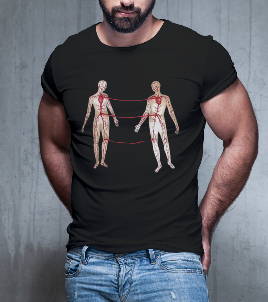 Vascular Diagram Heart Connection Between Two People T-Shirt