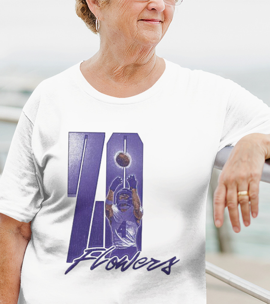 Zay Flowers Baltimore Football Catching Number 4 T-Shirt