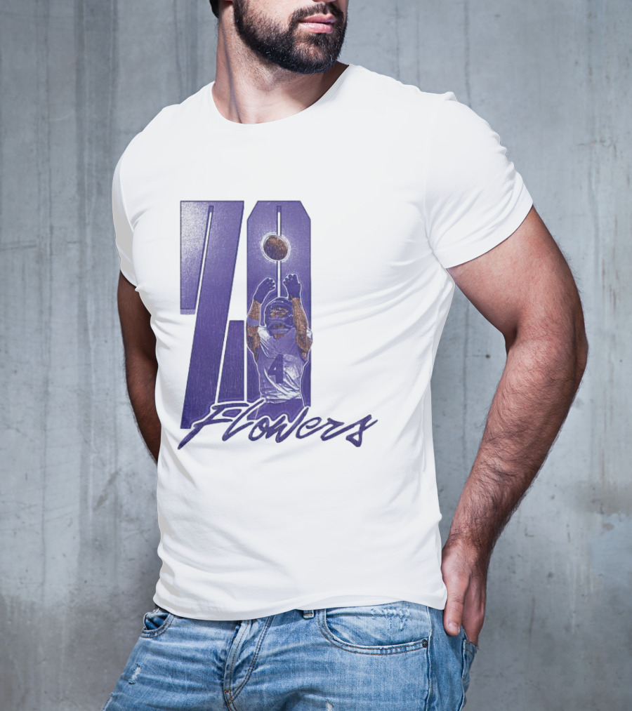 Zay Flowers Baltimore Football Catching Number 4 T-Shirt