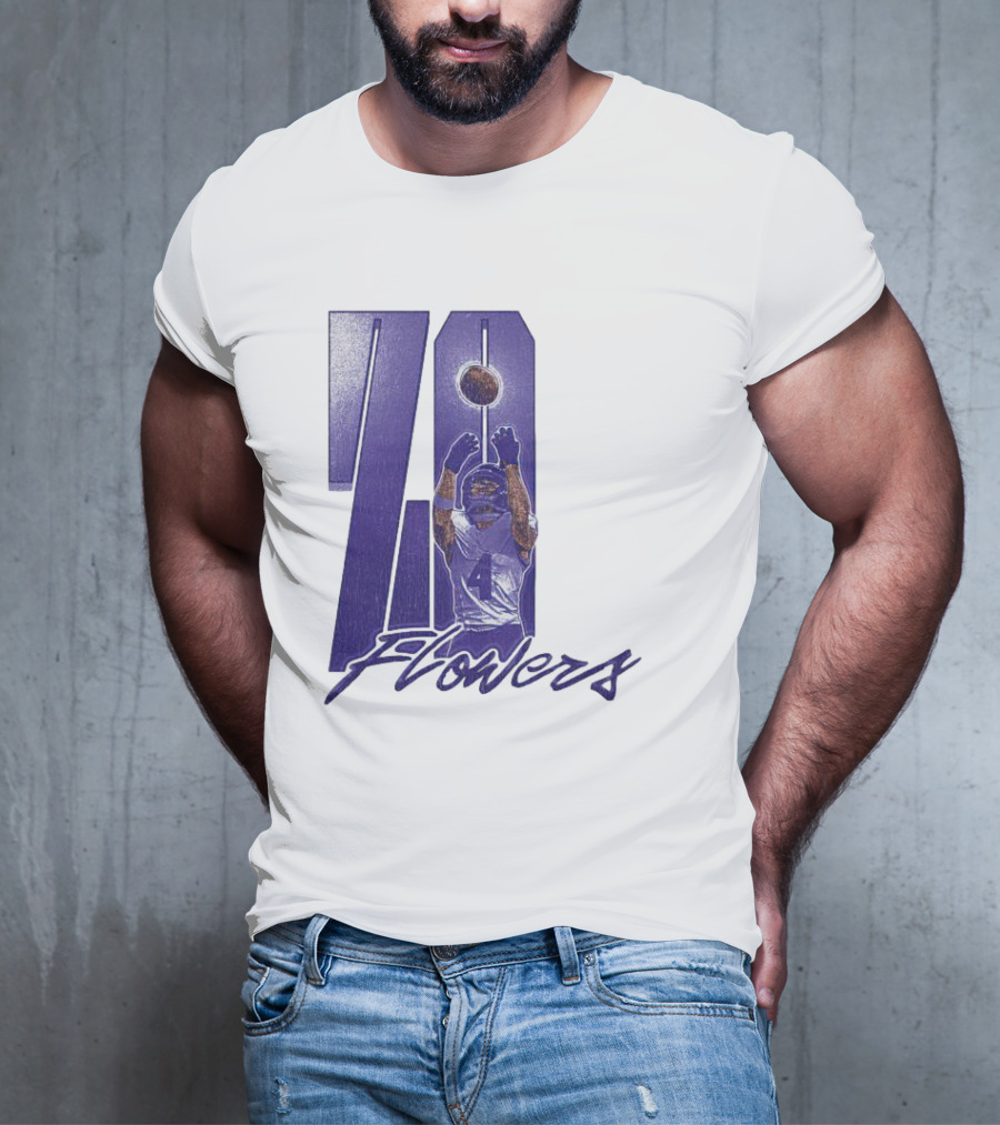 Zay Flowers Baltimore Football Catching Number 4 T-Shirt