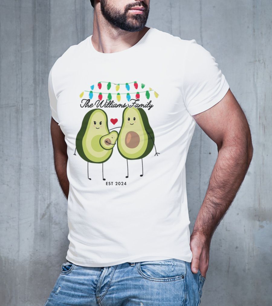 The Williams Family Baby On The Way Avocado Parents Christmas Lights Est T-Shirt