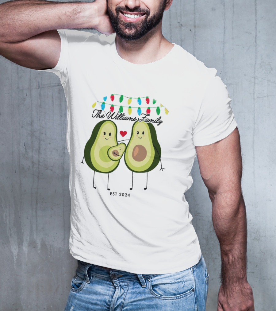 The Williams Family Baby On The Way Avocado Parents Christmas Lights Est T-Shirt