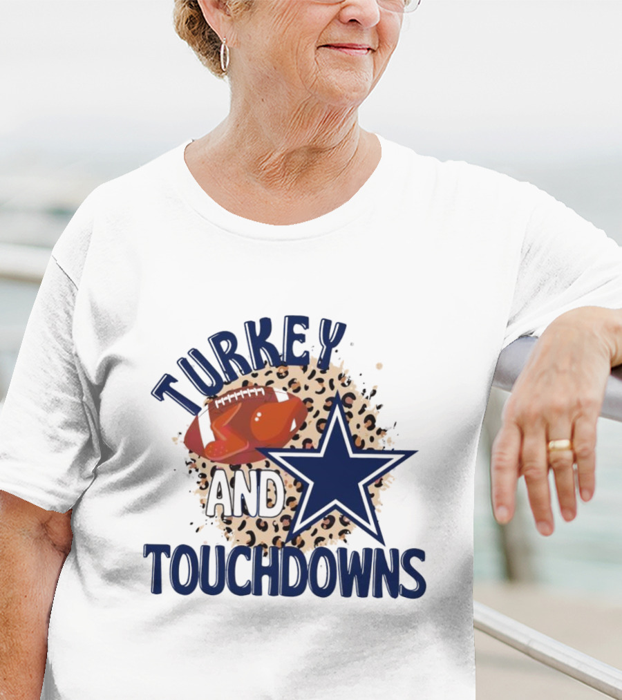 Turkey And Touchdowns Dallas Cowboys Football Star T-Shirt