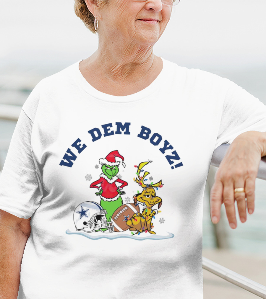 We Dem Boyz Grinch And Max Dallas Cowboys Christmas T-Shirt