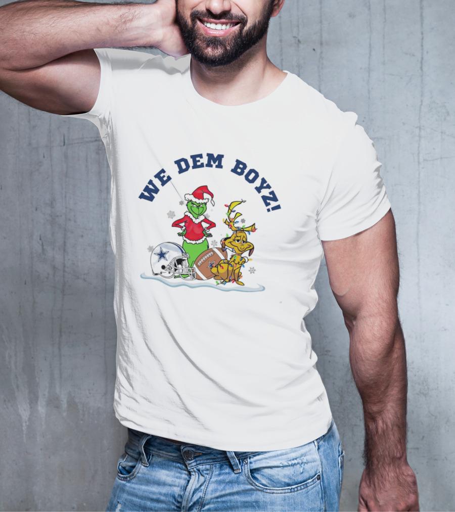 We Dem Boyz Grinch And Max Dallas Cowboys Christmas T-Shirt