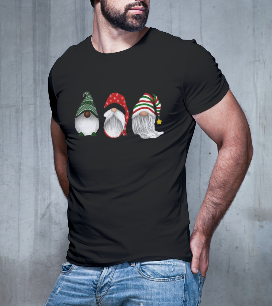 Holiday Gnomies Christmas Gnome Trio In Festive Hats T-Shirt