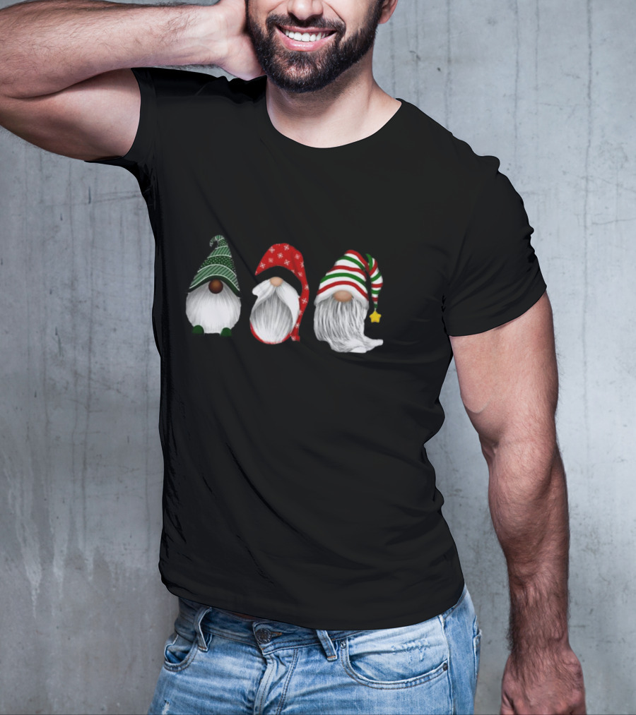 Holiday Gnomies Christmas Gnome Trio In Festive Hats T-Shirt