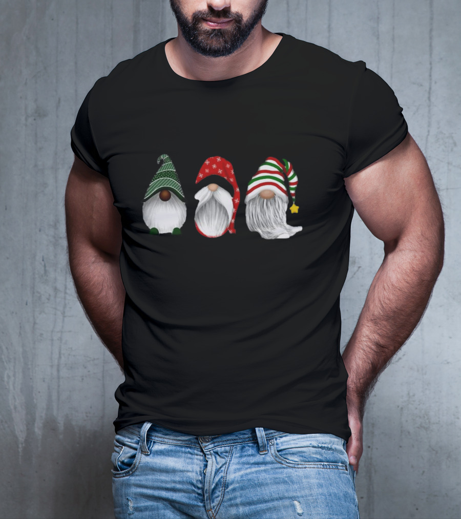 Holiday Gnomies Christmas Gnome Trio In Festive Hats T-Shirt