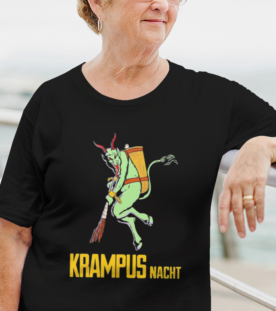 KRAMPUS NACHT Vintage Green Demon With Basket And Birch Bundle T-Shirt