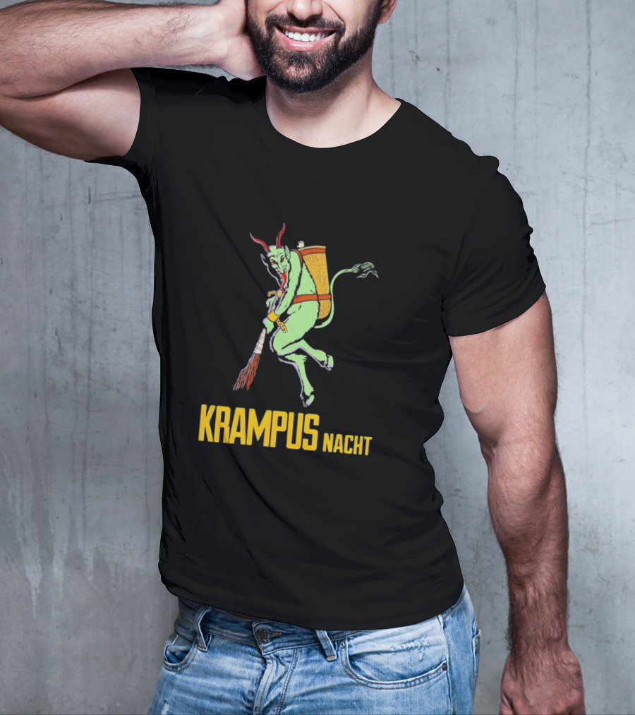 KRAMPUS NACHT Vintage Green Demon With Basket And Birch Bundle T-Shirt