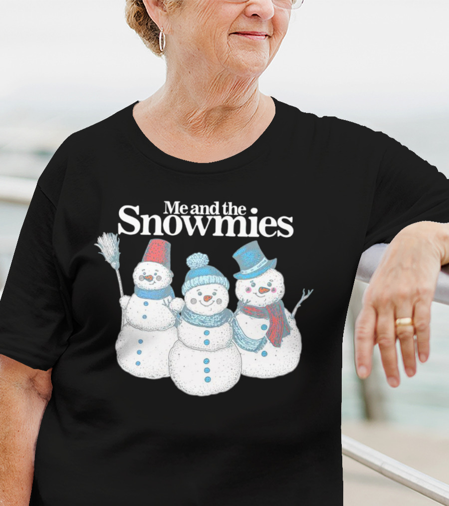Me And The Snowmies Christmas Trio With Brooms And Hats T-Shirt