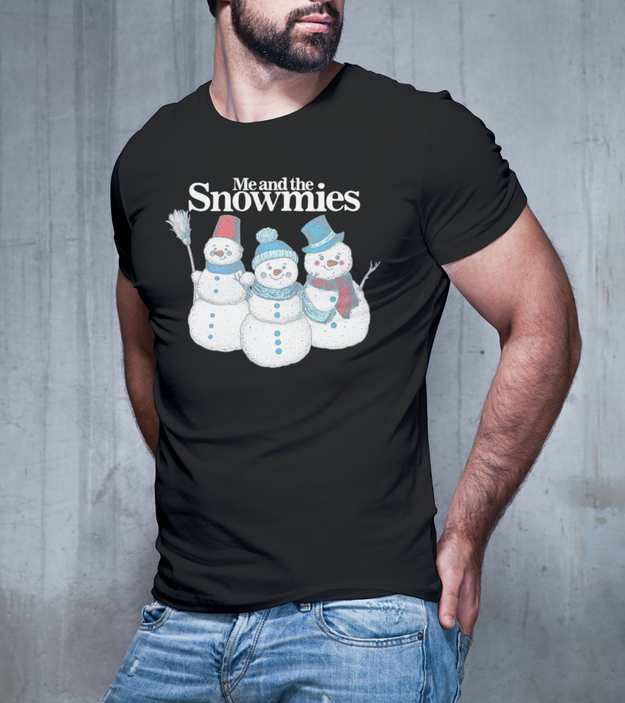 Me And The Snowmies Christmas Trio With Brooms And Hats T-Shirt