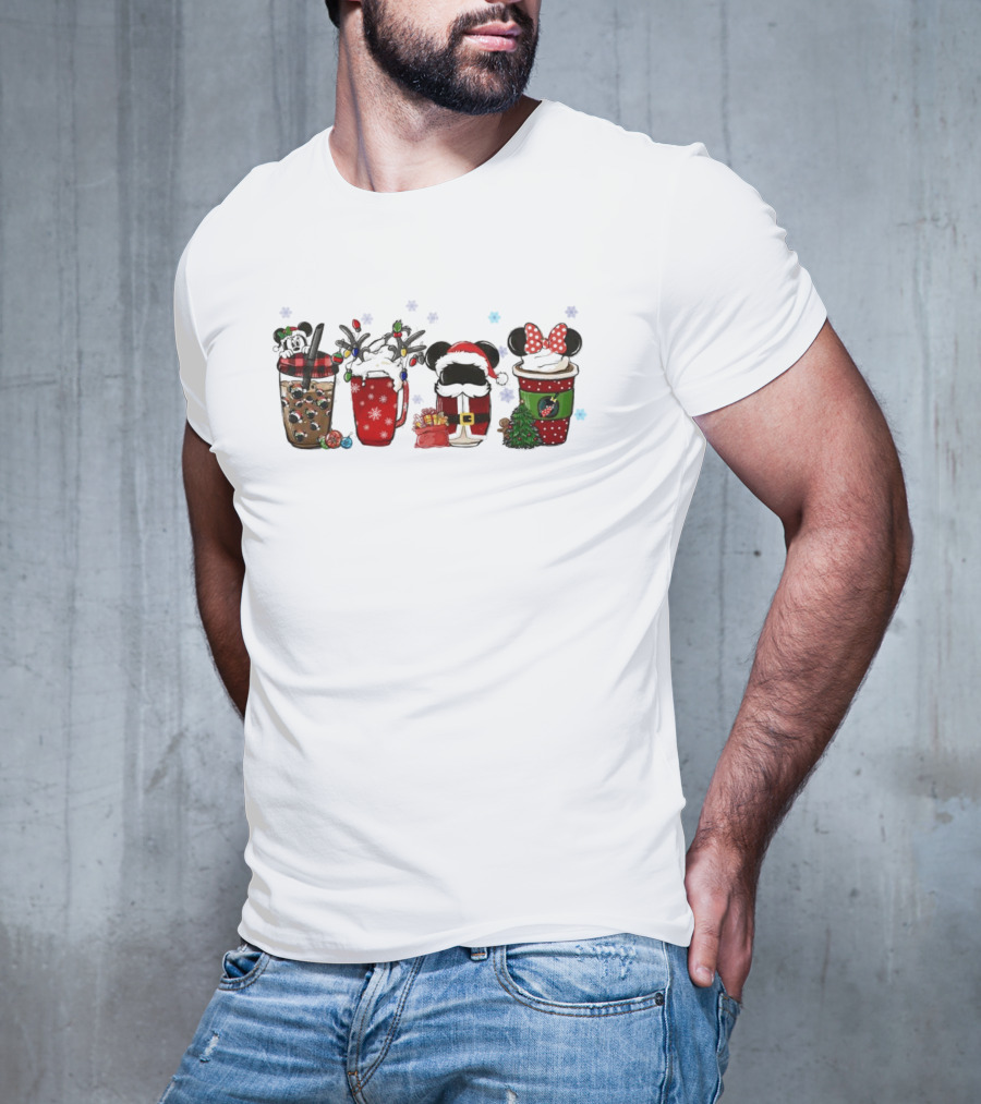 Mickey Mouse Christmas Drinks With Holiday Decorations T-Shirt