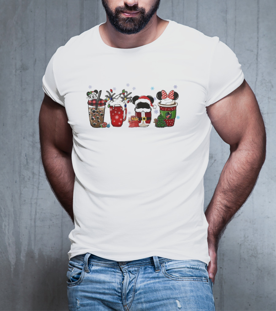 Mickey Mouse Christmas Drinks With Holiday Decorations T-Shirt