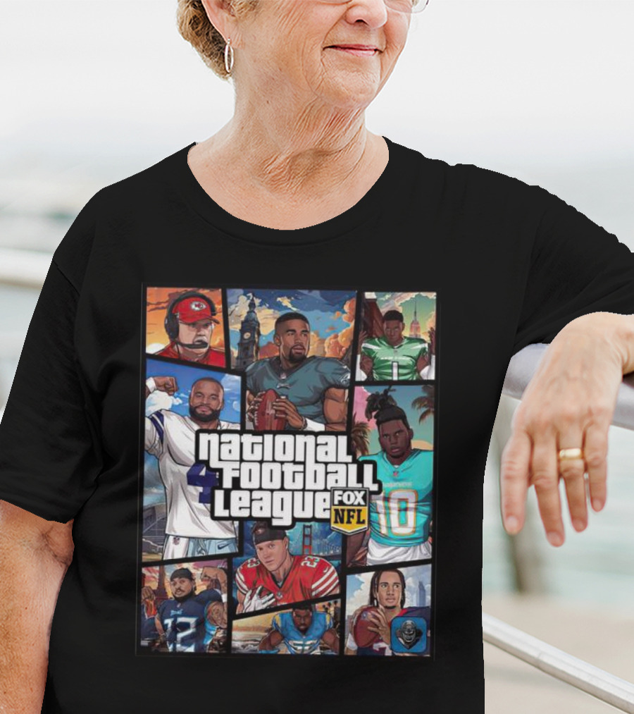 National Football League NFL Teams Players Fox Sports Grand Theft Auto T-Shirt