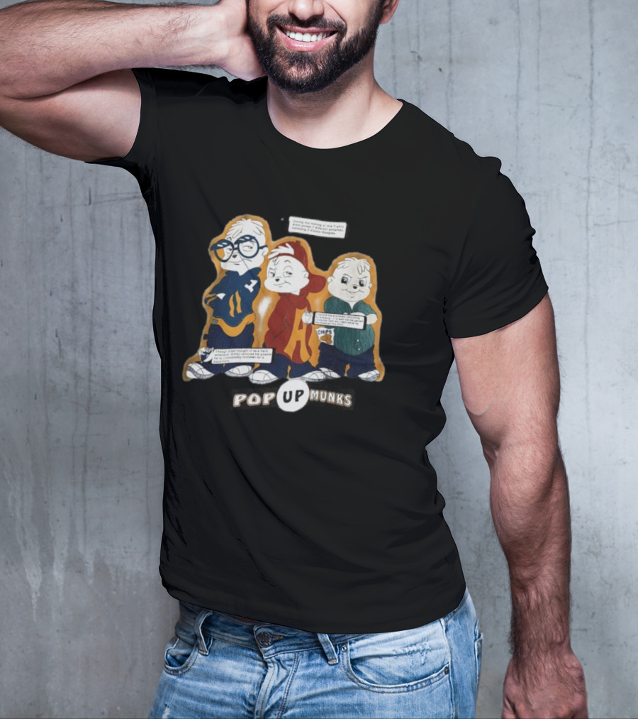 Pop Up Munks Chipmunks Trio Retro Cartoons T-Shirt