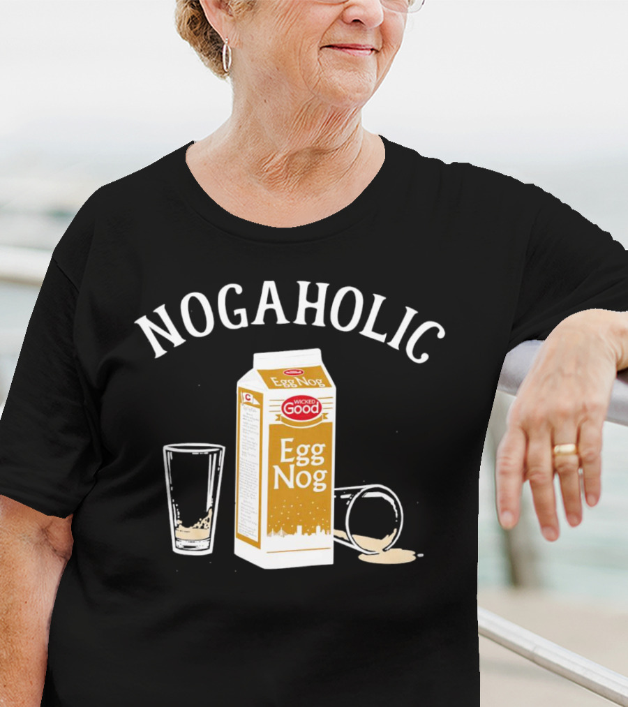 Nogaholic Wicked Good Egg Nog Carton And Glasses T-Shirt